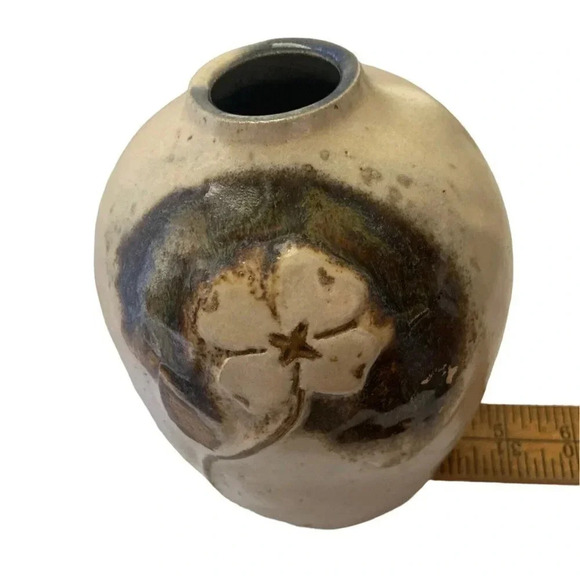 Studio Art MULE SPRINGS POTTERY 6" Tall Handmade Bulb Stoneware Vase Unique - Picture 13 of 15